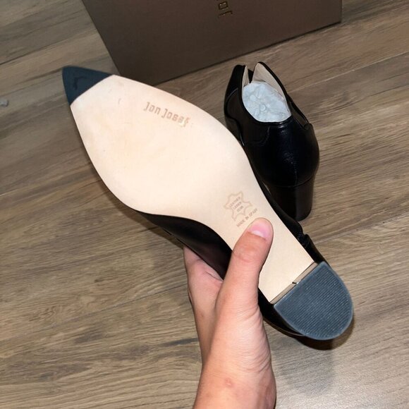 NWT ANTHROPOLOGIE Jon Josef Mamas Black Leather Pointed Toe Heeled Shoes Size 5 - Picture 7 of 8